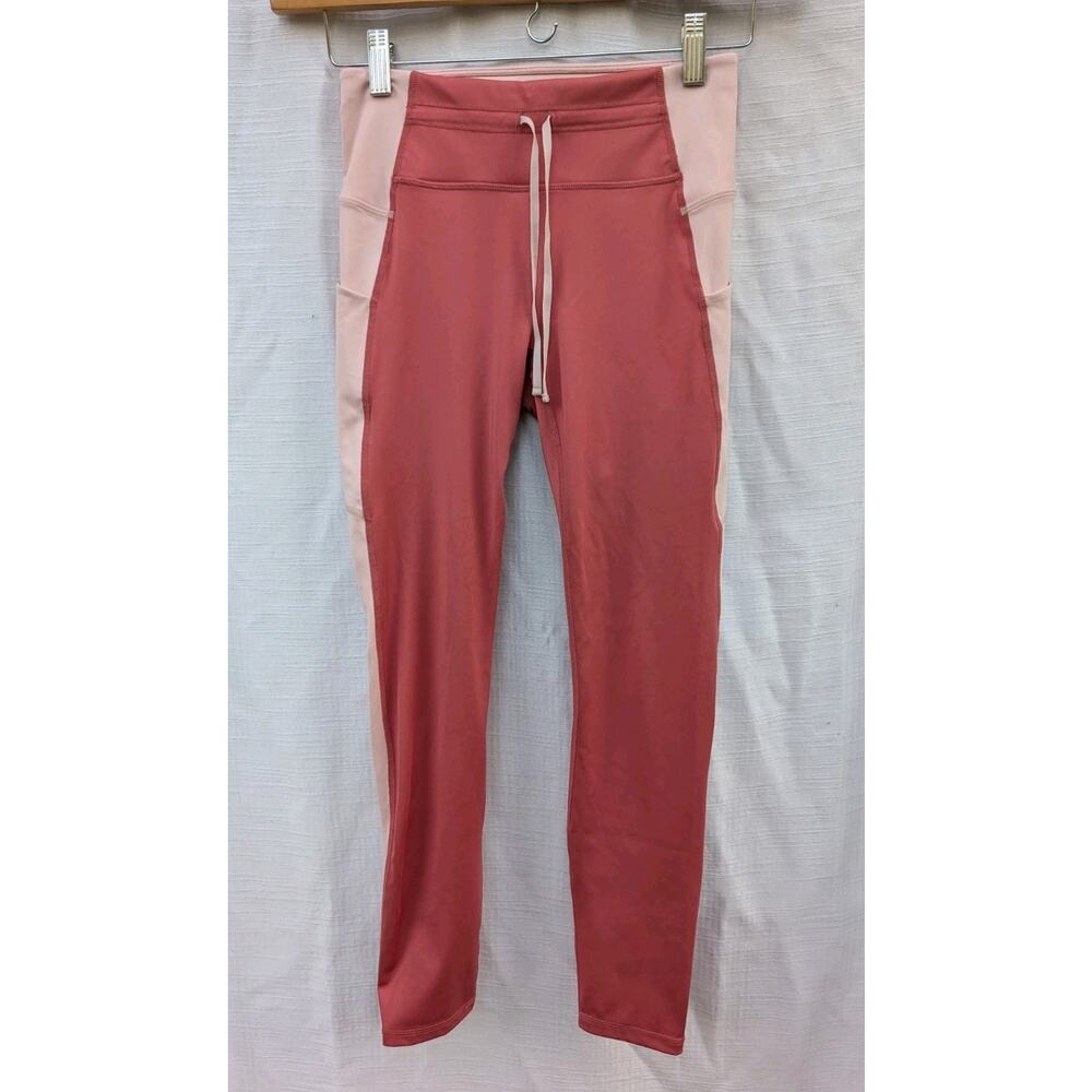 Fabletics Womens Ultracool Leggings Sz XS Mauve Mid-Rise Shine Panel Drawstring